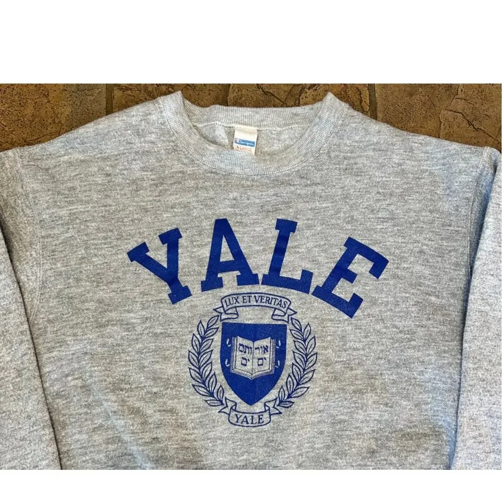 Vintage Yale University Champion Crewneck Sweatshirt Gray XL - Picture 2 of 4